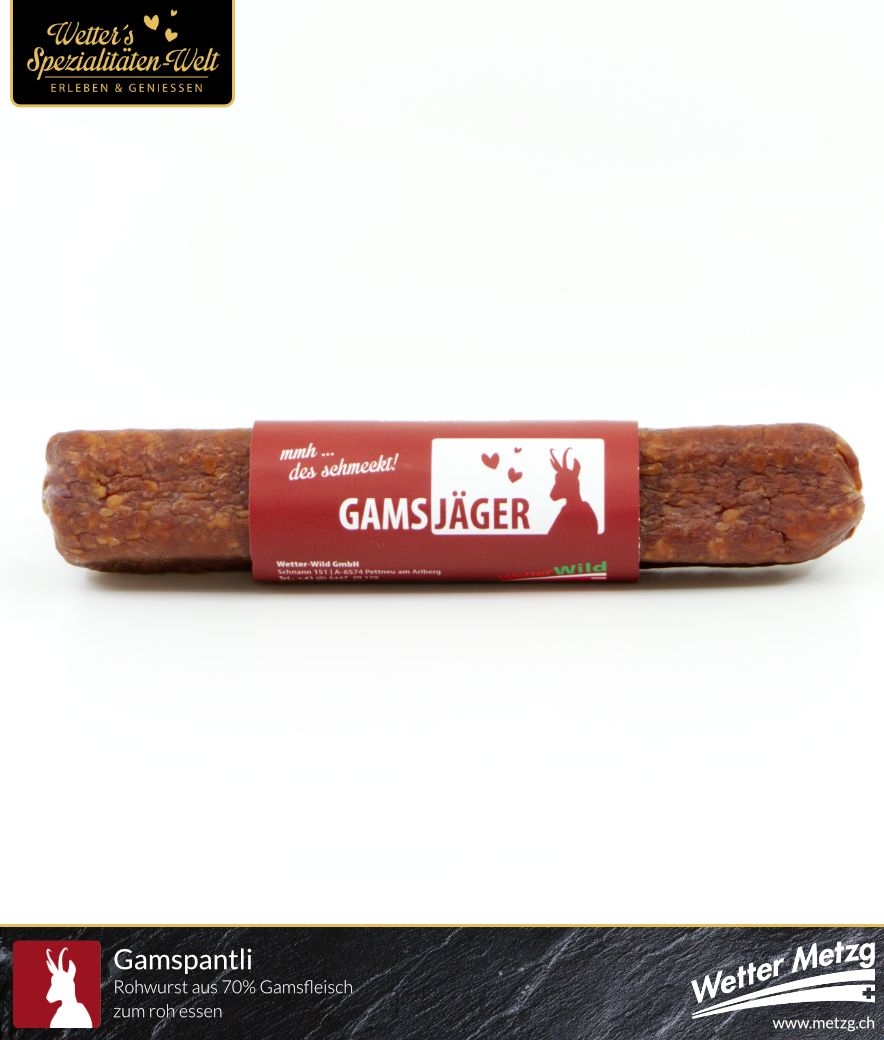 Gamspantli, Gamsjäger | Wildwurst Spezialität vom Gams / Gemse | 100 Gramm