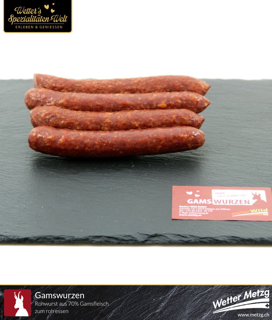 Gamswurzen | Wildwurst Spezialität vom Gams / Gemse | 100 Gramm