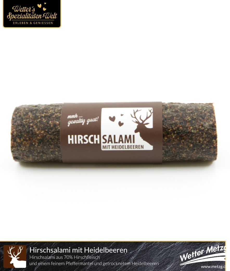 Hirschsalami mit Heidelbeeren im Pfeffermantel | 220 Gramm