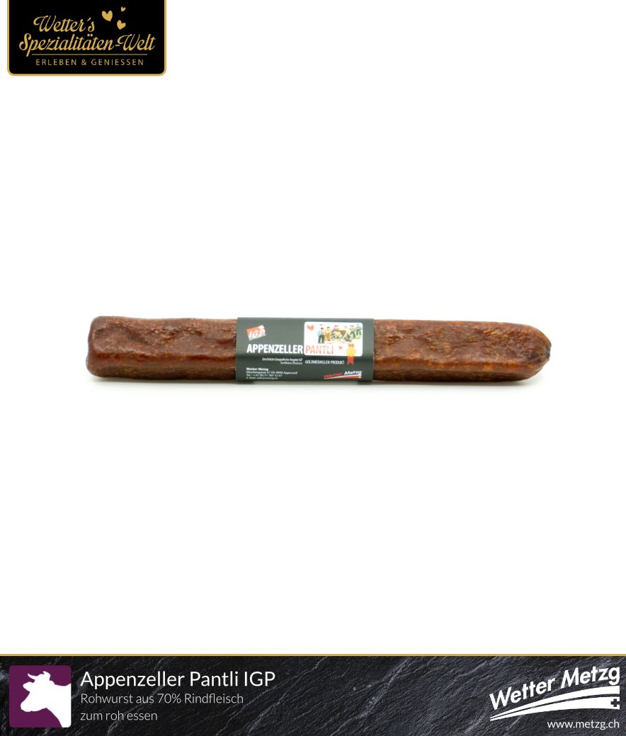 Appenzeller Pantli IGP gross | Original Spezialität aus Rind und Schwein | 220 Gramm