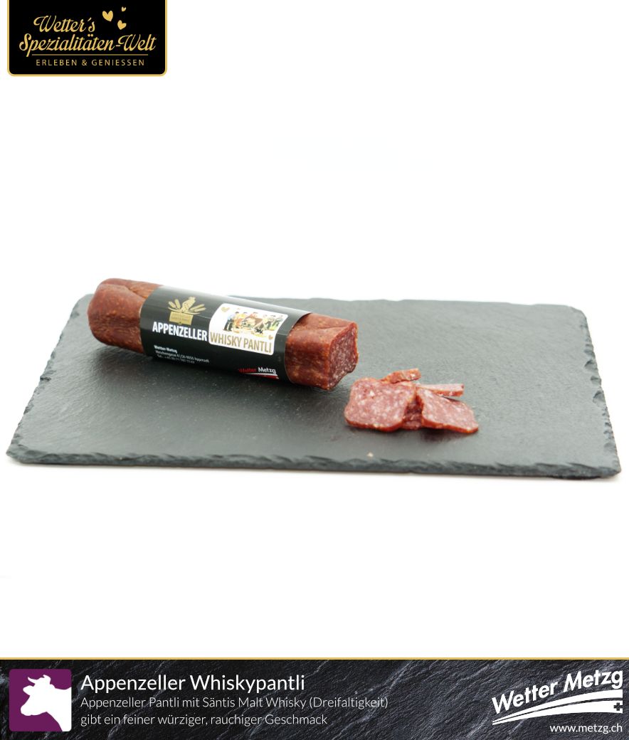 Appenzeller Whisky Pantli | Rohwurst mit Säntis Malt Whisky | 100 Gramm