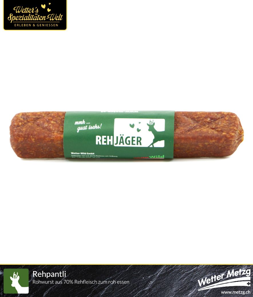 Rehpantli / Rehjäger | Wildwurst Spezialität vom Reh | 100 Gramm