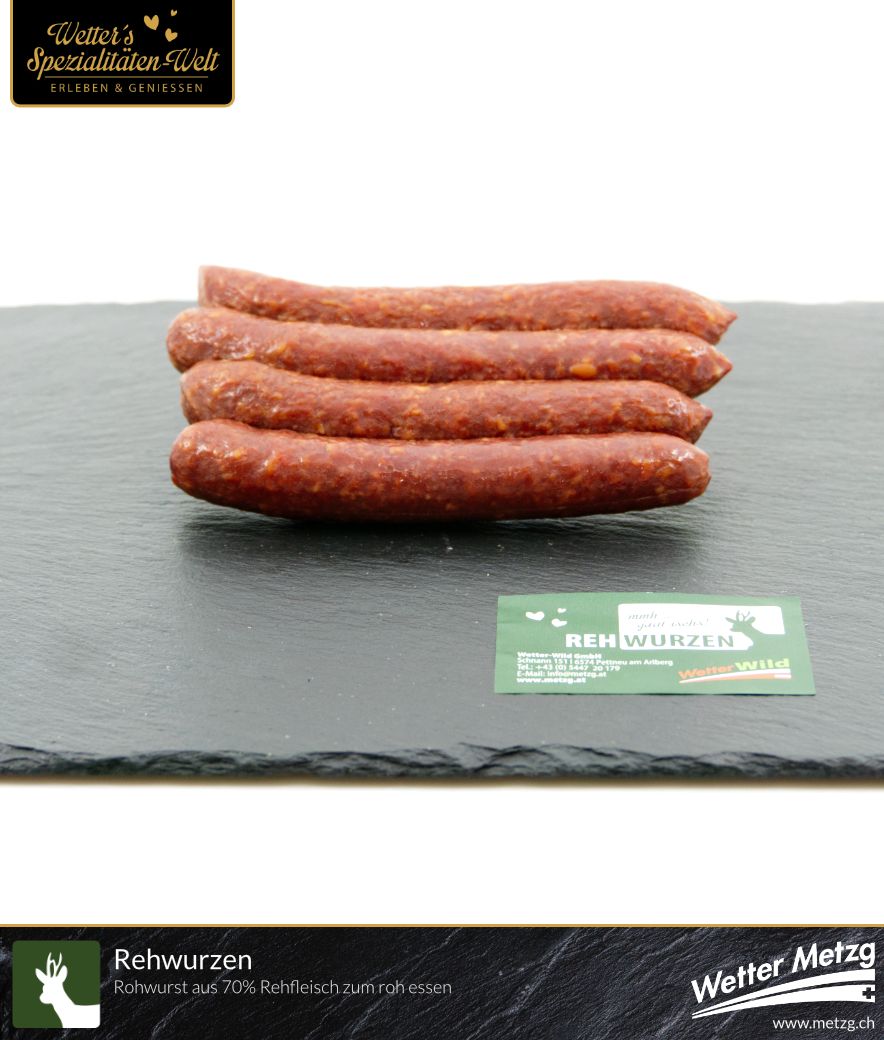 Rehwurzen | Wildwurst Spezialität vom Rehwild | 100 Gramm