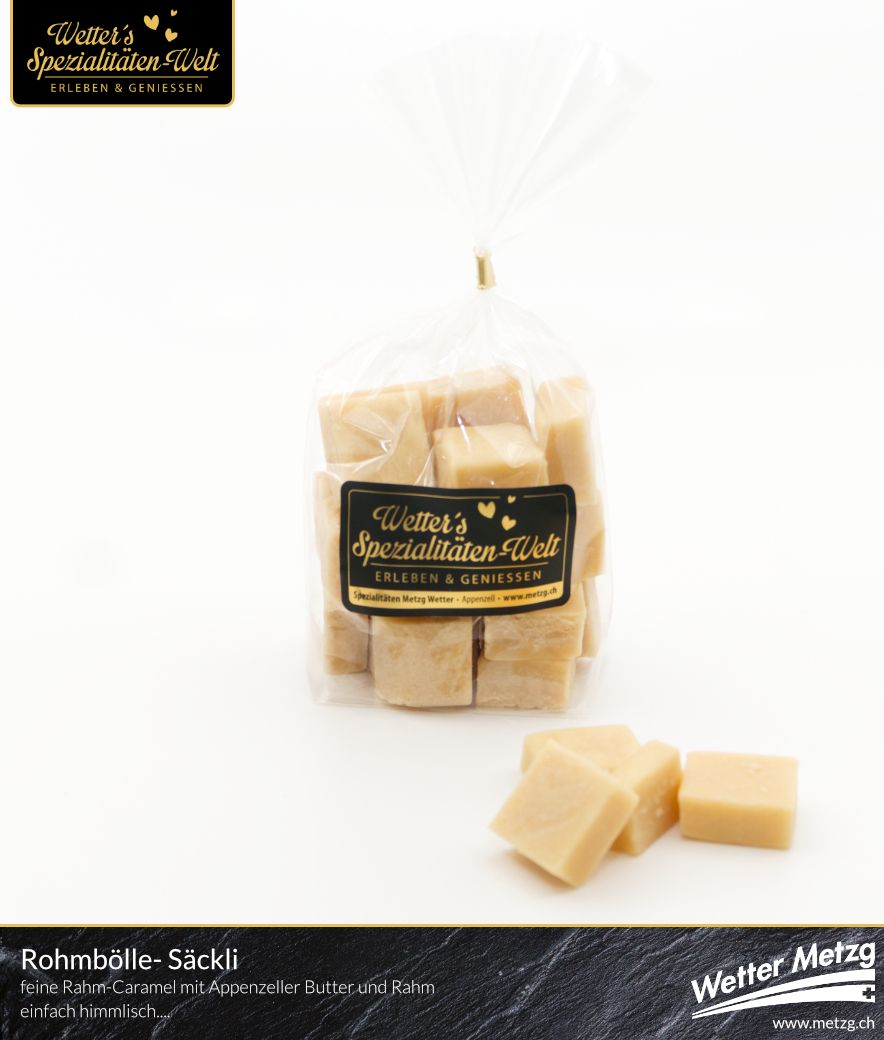 Rohmbölle, Rahmtäfeli, Caramel | einzigartige Appenzeller Rohmbölle | 100 Gramm