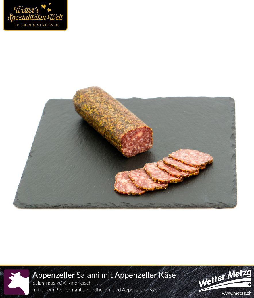 Appenzeller Käsesalami im Pfeffermantel | mit würzigem Appenzeller Käse | 220 Gramm